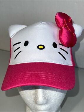 Hello Kitty By Sanrio White and Hot Pink Bow Baseball Cap